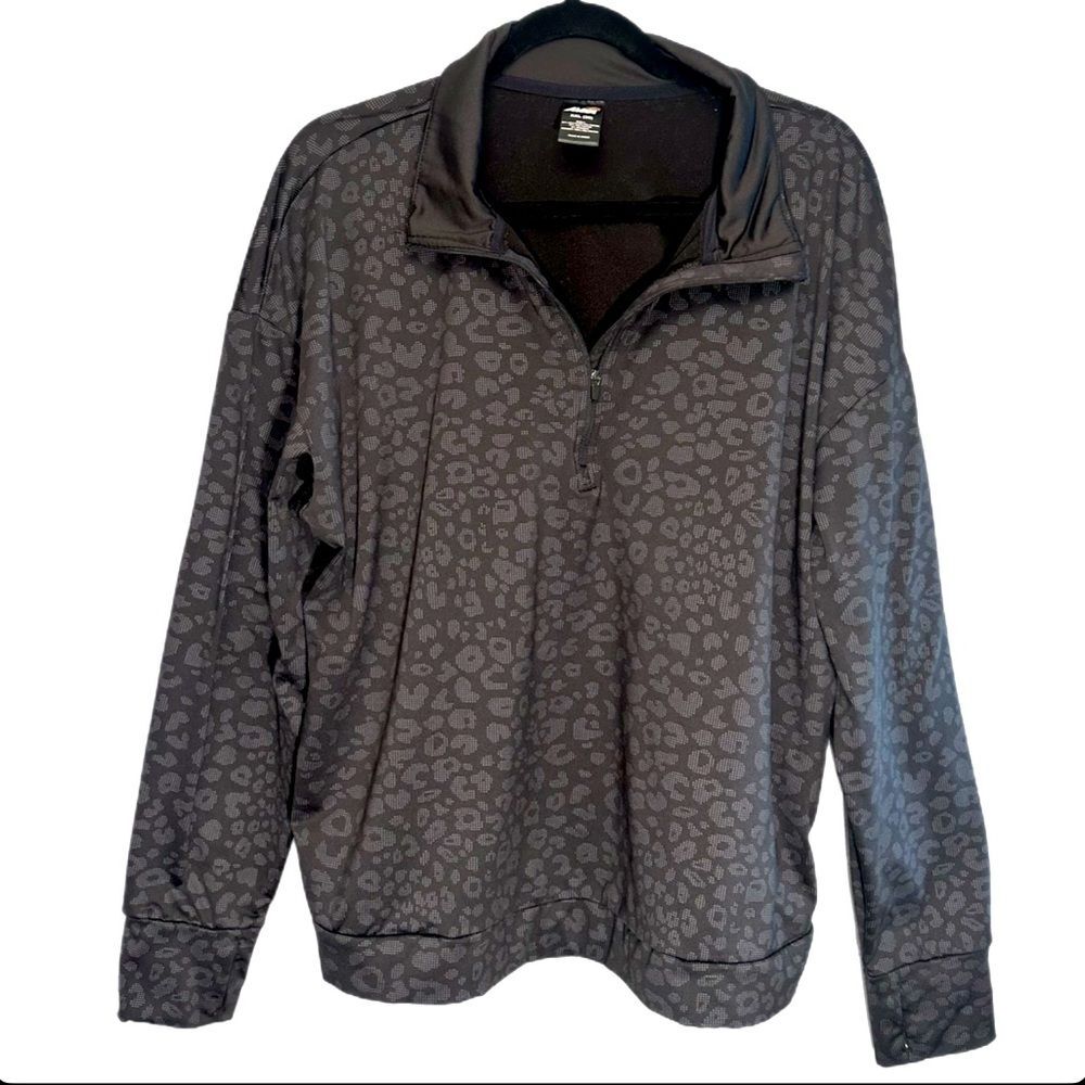Avia Women's Fleece Lined Quarter Zip Pullover Leopard Print Size XXL (20)